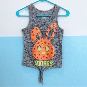 Justice Tie Front Neon Bunny Adorbs Tank